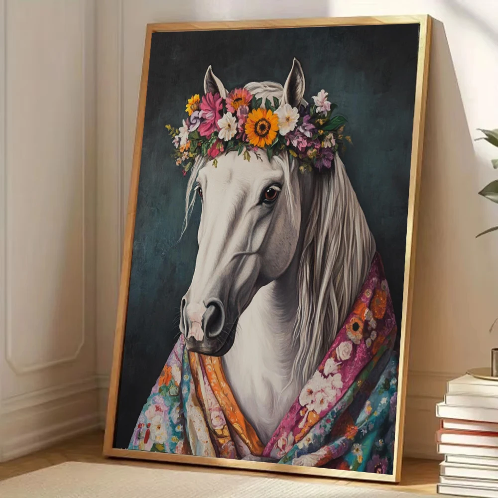 Japanese Kimono Art Cute Rabbit Horse Lion Leopard Otter Flowers Poster Canvas Painting Wall Picture Room Home Decor