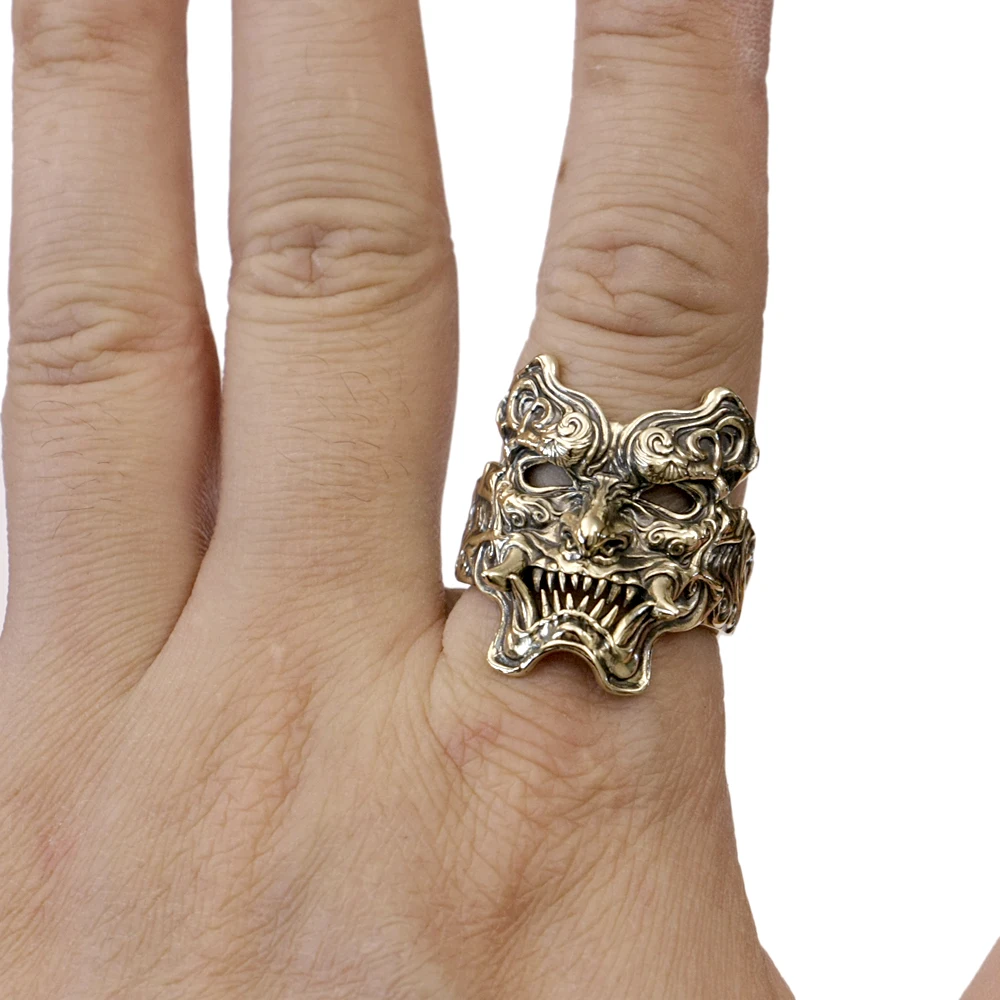 Details Brass Devil Mask Biker Ring Rock Punk Skull Jewelry BR501 US Size 7~13