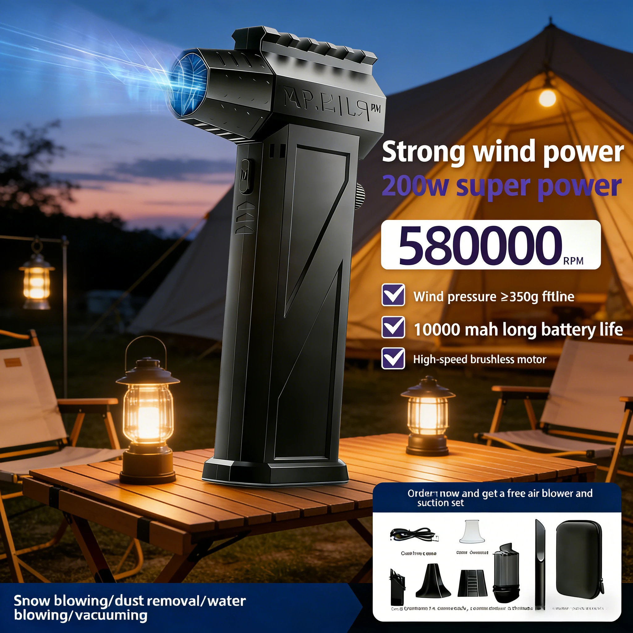 

Бесщеточная снегоуборочная машина X3Pro 850000 об/мин | Вентилятор с высокой скоростью вращения 53 м/с | Пылесос 2-в-1 с зарядкой через Type-C