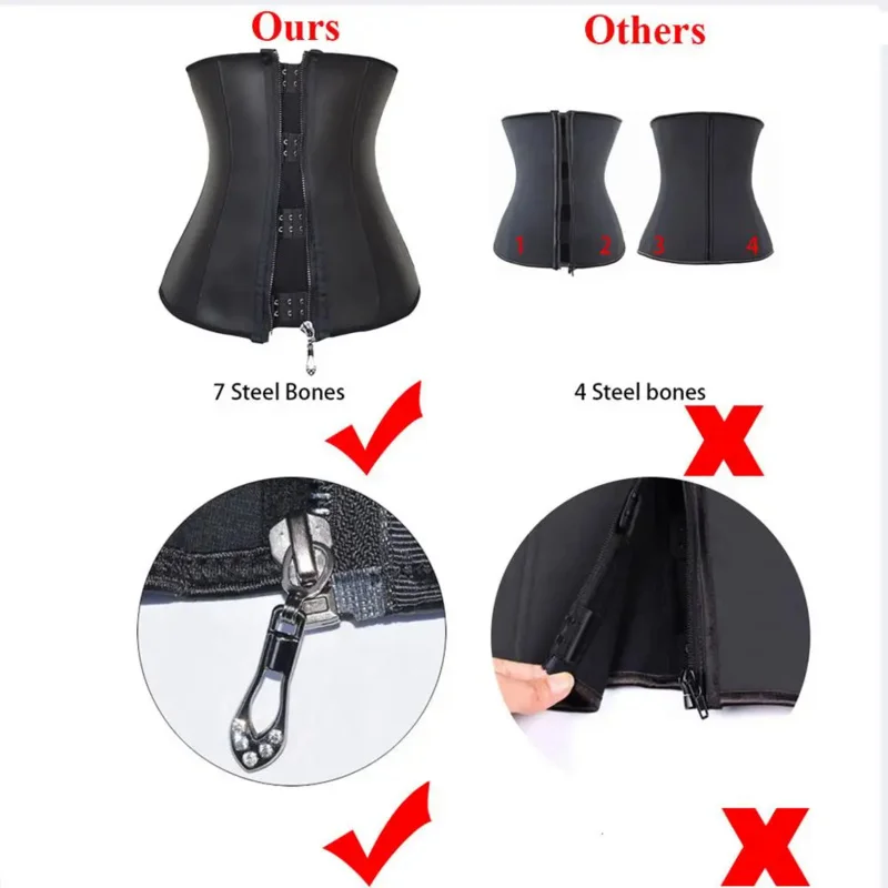 modeling strap Zipper waist trainer corset latex waist cincher underbust body shapewear women slimming sheath belly girdle fajas