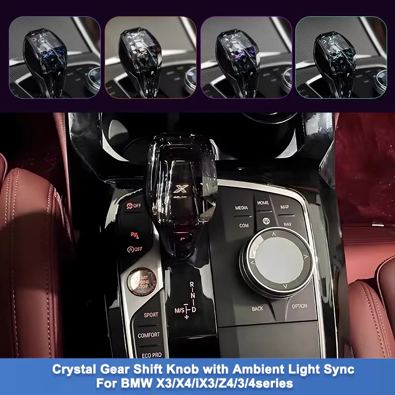 

Crystal Gear Shift Knob Set For BMW 3 series G20 G28 G22 G29 Z4 iX3 X3 G01 G08 G26 With OEM Ambient Sync