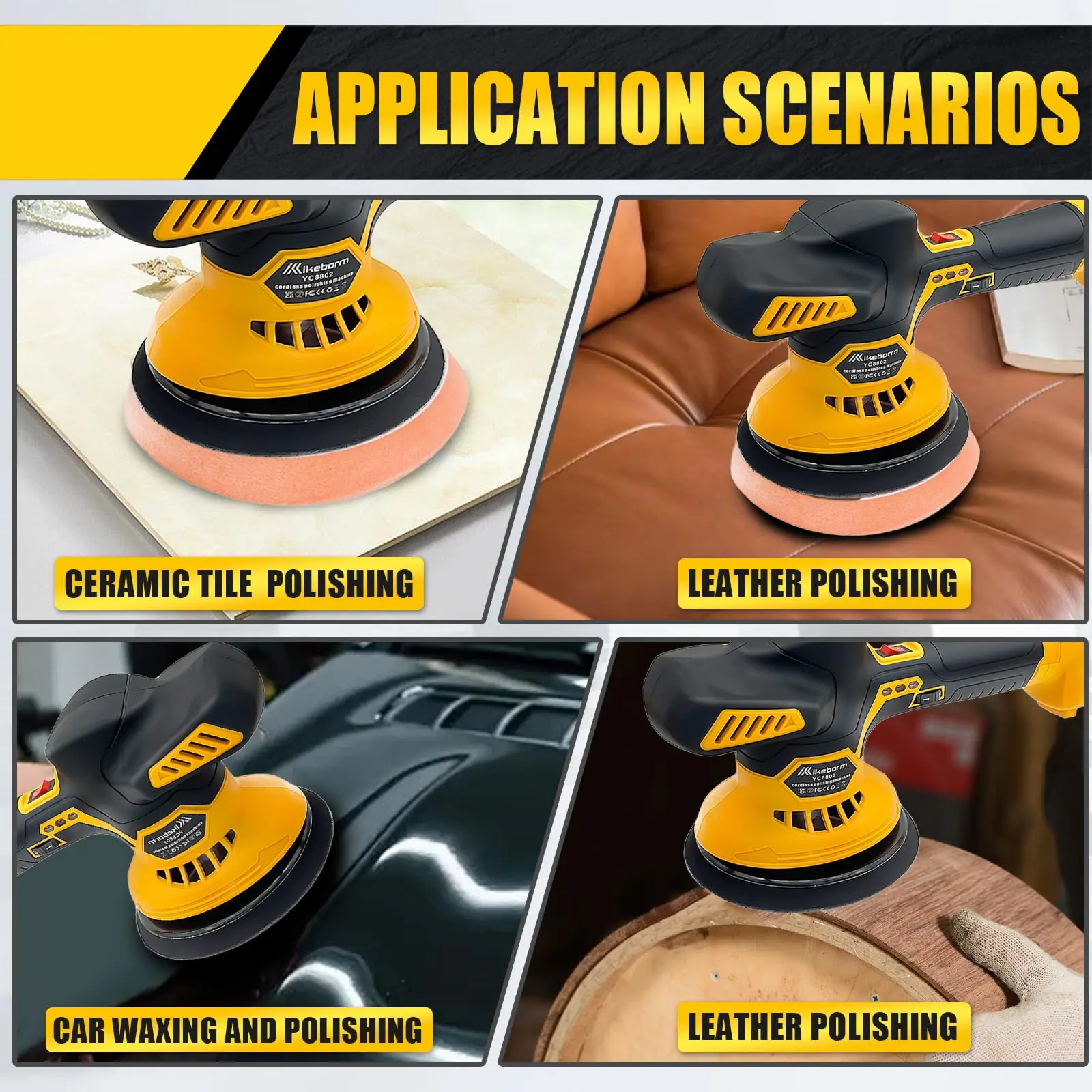 High performance car polishing machine, specifically designed for car care and waxing as a good helper (excluding batteries)