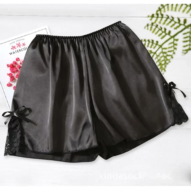 Silk Satin Lace Women Underwear Safety Short Pants Summer Sexy Thin Loose Knicker Panties Under Skirt Shorts Boxer Brief Shorty