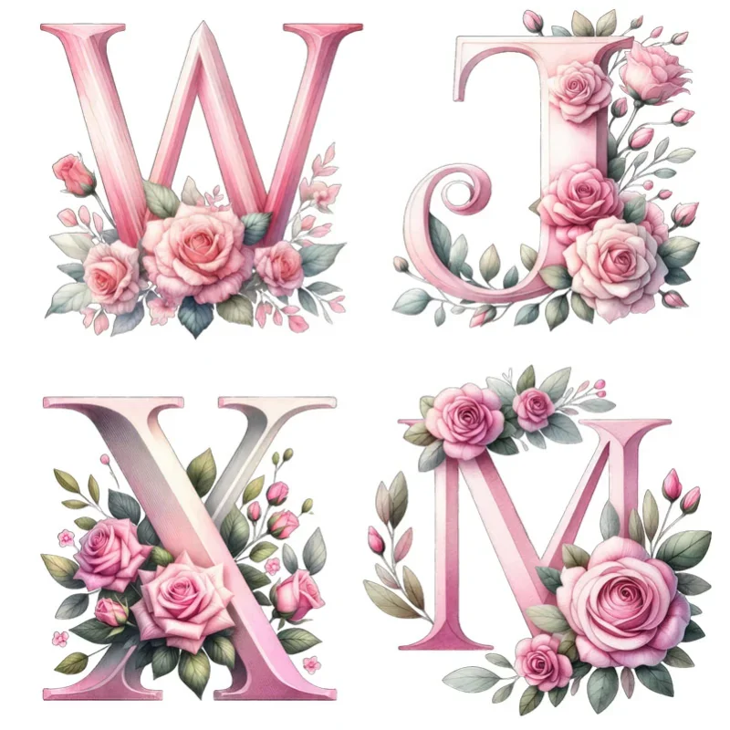 Adhesive stickers, pink floral calligraphy art, party decorations, home walls, computer and car stickers