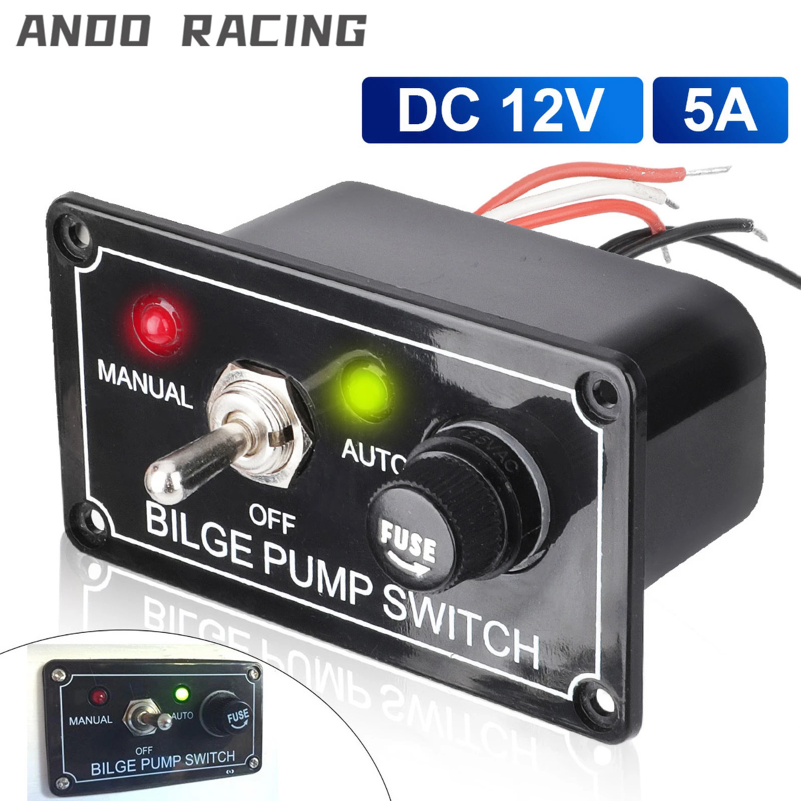 

High Quality 3 Positions Pump Switch Panel Marine DC 12V With Fuse LED for Yacht Camper Truck Boat RV