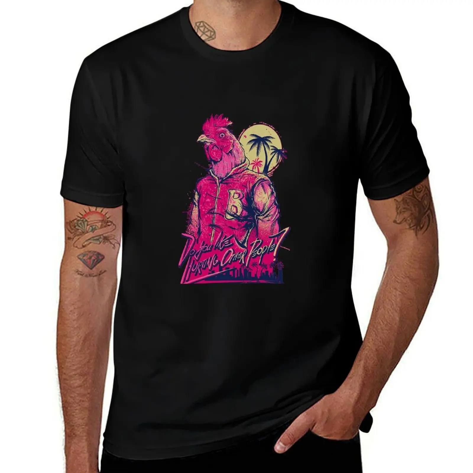 Hotline Miami Richard Classic T-Shirt Big Size Short Sleeve Tee for Men T-Shirt