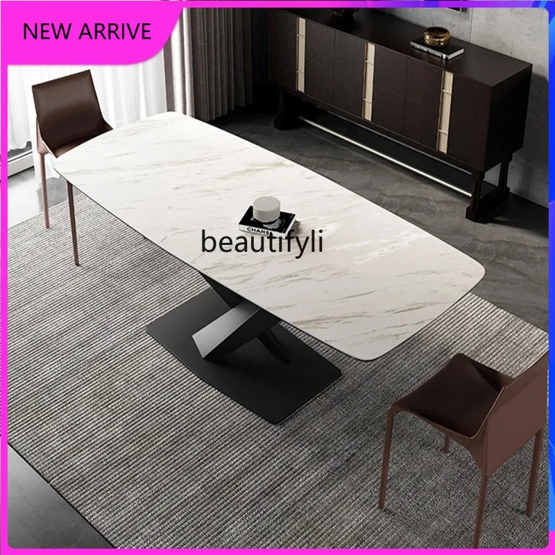

A4567 Обеденный стол с каменной плитой, итальянский минималистичный вход в стиле люкс, современный минималистичный прямоугольный обеденный стол для небольшой квартиры