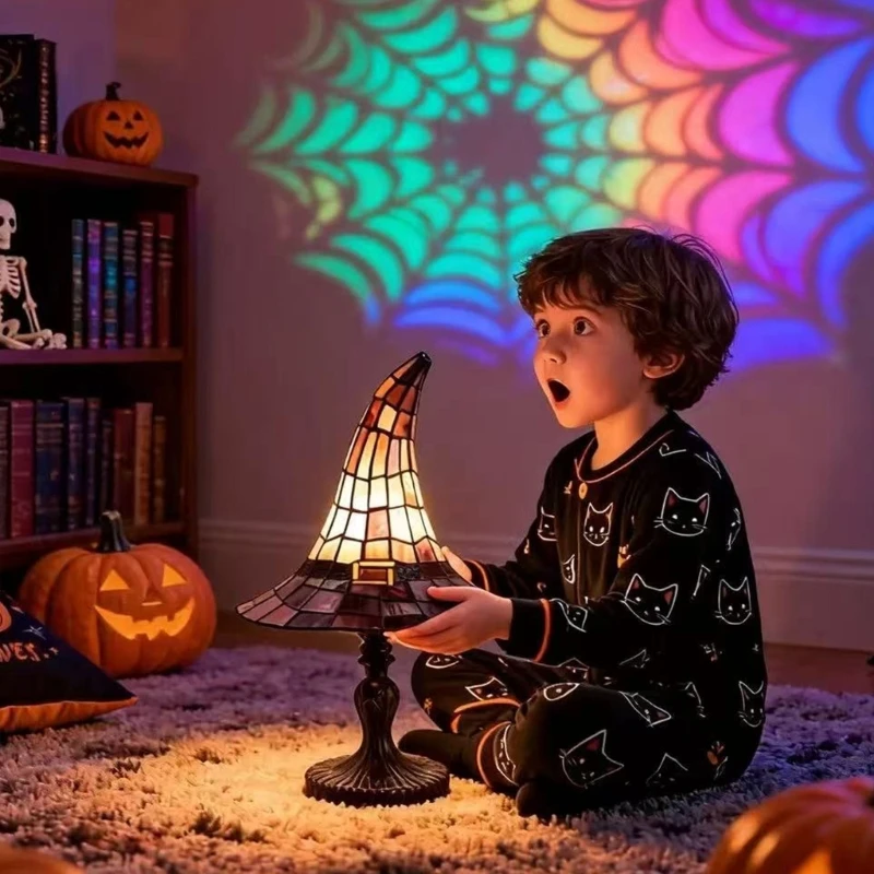 Witch Hat USB Night Lamp for Desk Shelf and Window Sill Display, Soft Light Accent for Themed Party Home Use 896C