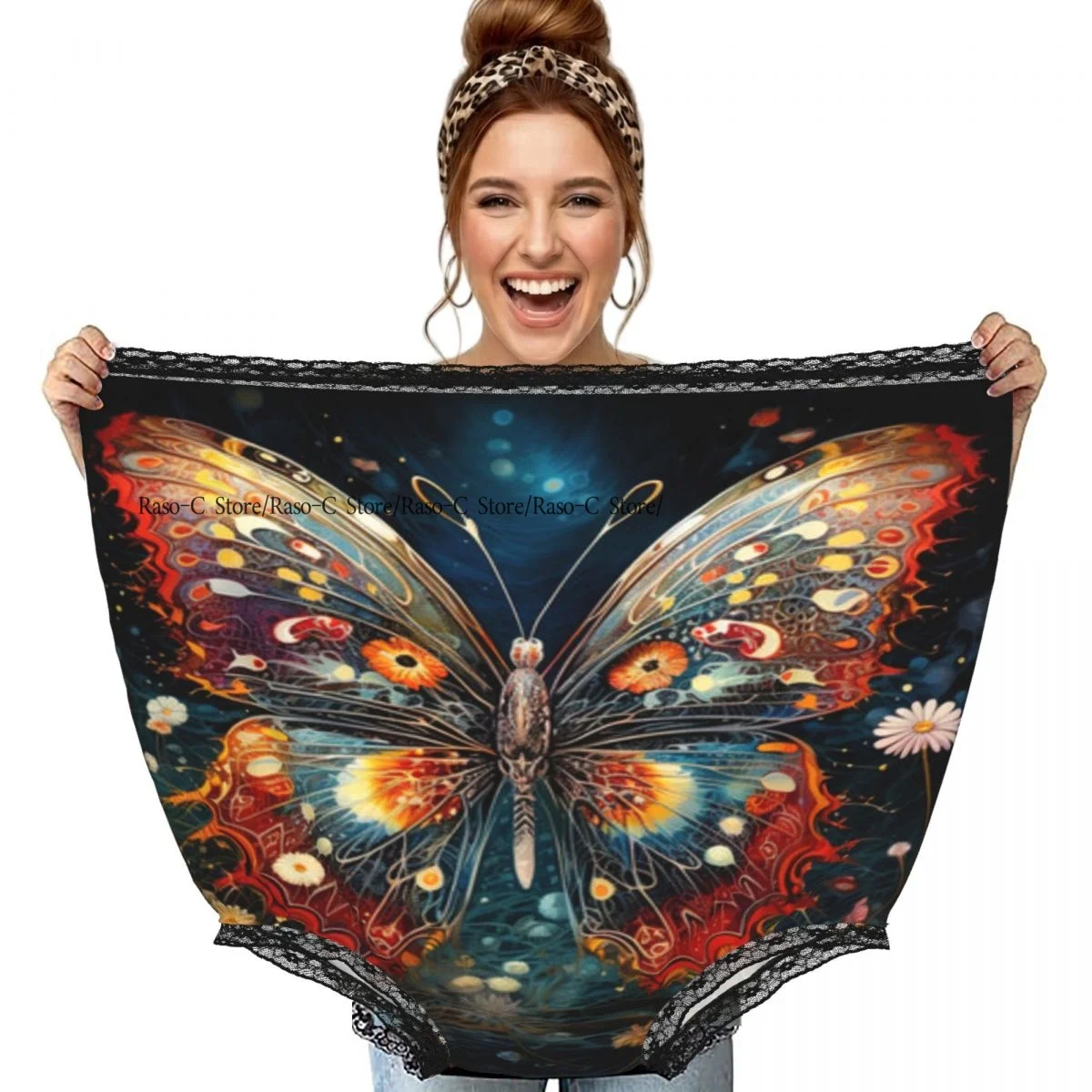 Funny Granny Underwear Butterfly And Flowers Background Gag Gift Granny Panties