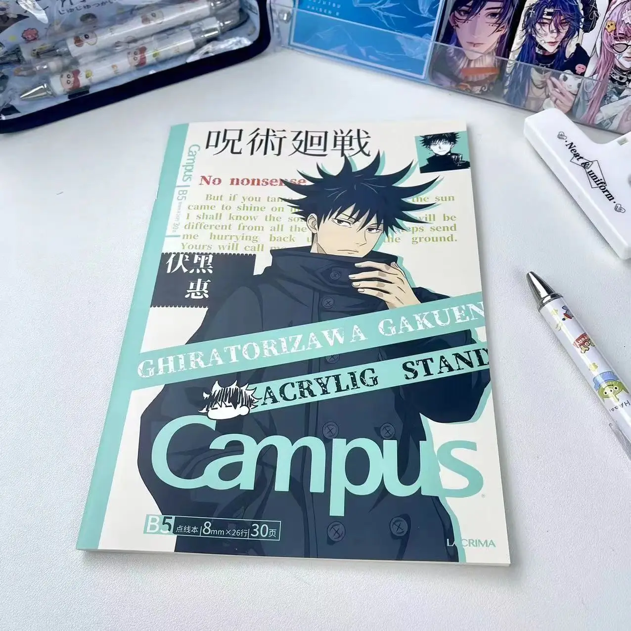 Anime Jujutsu Kaisen Satoru Gojo Geto Suguru Itadori Yuji Fushiguro Megumi Cosplay estudiante línea transversal diario cuaderno regalo