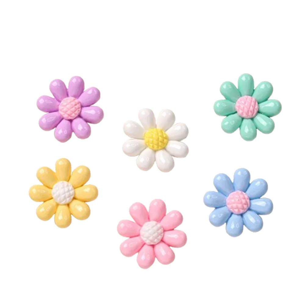 10PCS Shiny 27x27mm Flower Series Miniature Flat Back Resin Cabochons For Hairpin Scrapbooking DIY Home Decor Craft Accessories