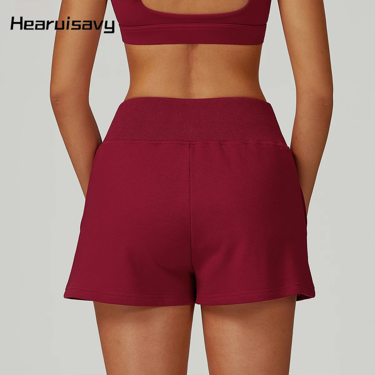 

Hearuisavy спортивные шорты для спортзала женские короткие спортивные штаны с высокой талией и карманами для велоспорта, бега, пилатеса, йоги, женские штаны