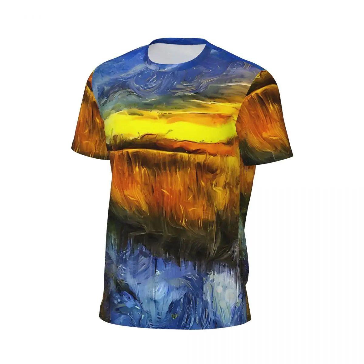 The Sunset River Van Gogh T-Shirt Men Aesthetic Gym T-Shirts Quick Dry Summer Fashion Tee Shirt Graphic Big Size Clothing