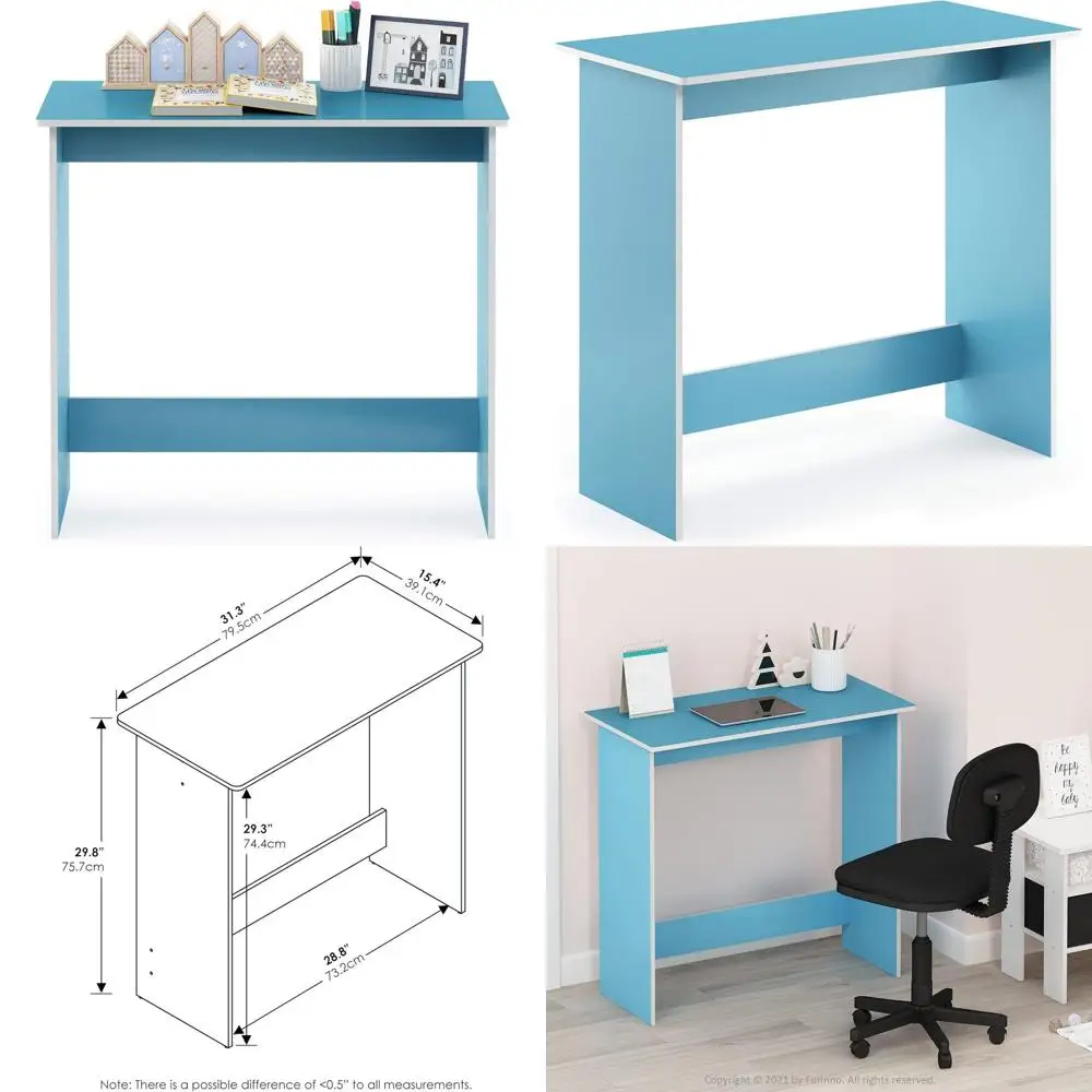 

Практичный письменный стол в нежно-синем цвете