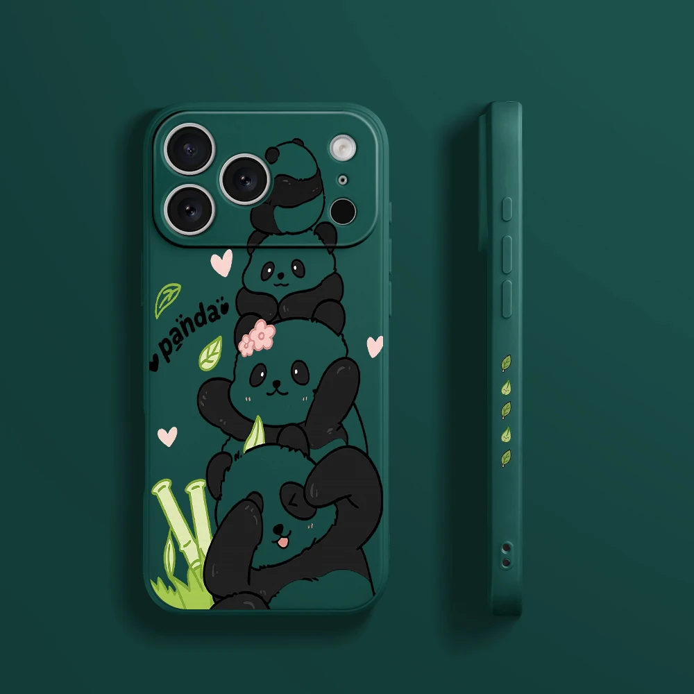 حافظة هاتف باندا لطيفة لهاتف آيفون 17 ProMax 17 Air 16 15 14 13 12 11 Pro Max XS Max7 8 Plus 16e 16 Plus غطاء من البولي يوريثان