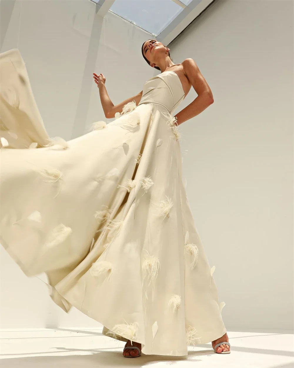 Customized Jiayigong Fashion Elegant Strapless A-line Floor Length s Ruched Stole Formal Evening Gowns فساتين سهرة vestido lori