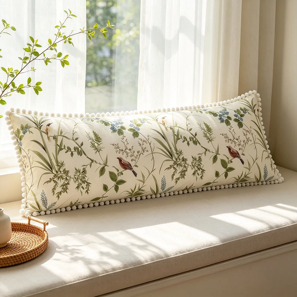 1PC Green Leaf Floral Body Pillow Cover Fresh Pastoral Long Pillowcase for Bedroom Dorm Home Decor