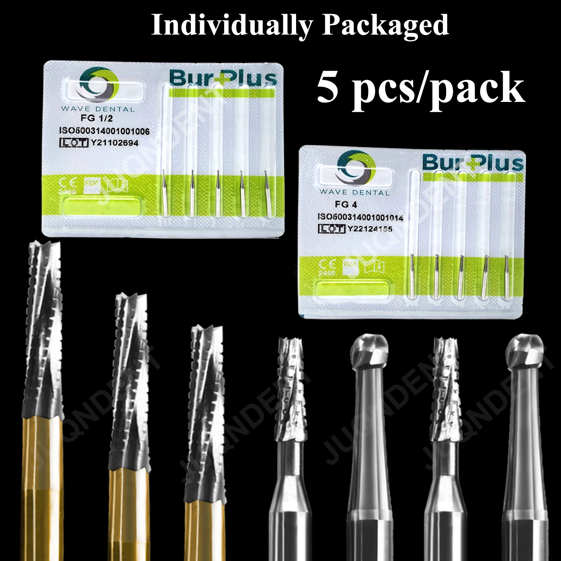 Prima onda dental burs carboneto de tungstênio brocas odontologia cabeça redonda fg para alta velocidade dental bur dia.1.6mm 5 unidades/pacote