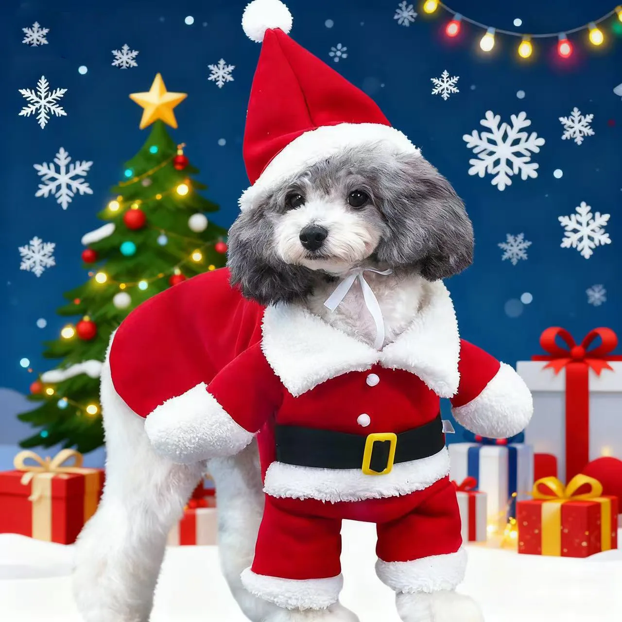 Pet Clothing Fleece Dog Coats Small Dog Autumn Winter Christmas Transformation Jackets Santa Claus Hoody Cat Outerwears