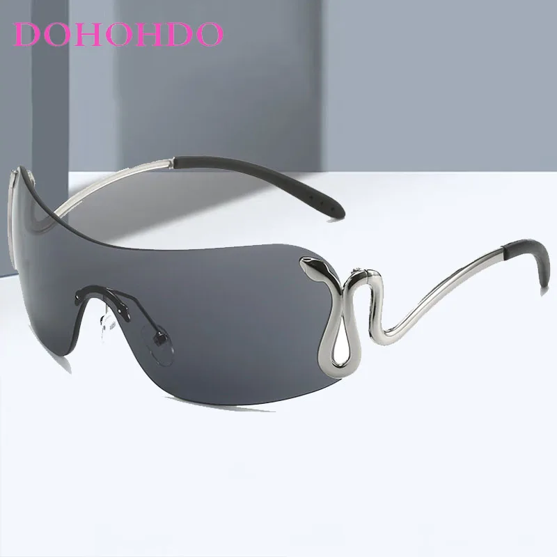 

Trend Y2K One Piece Sunglasses Women Men Fashion Brand Designer Rimless Sun Glasses Outdoor Travel Cycling Shade Glasses UV400