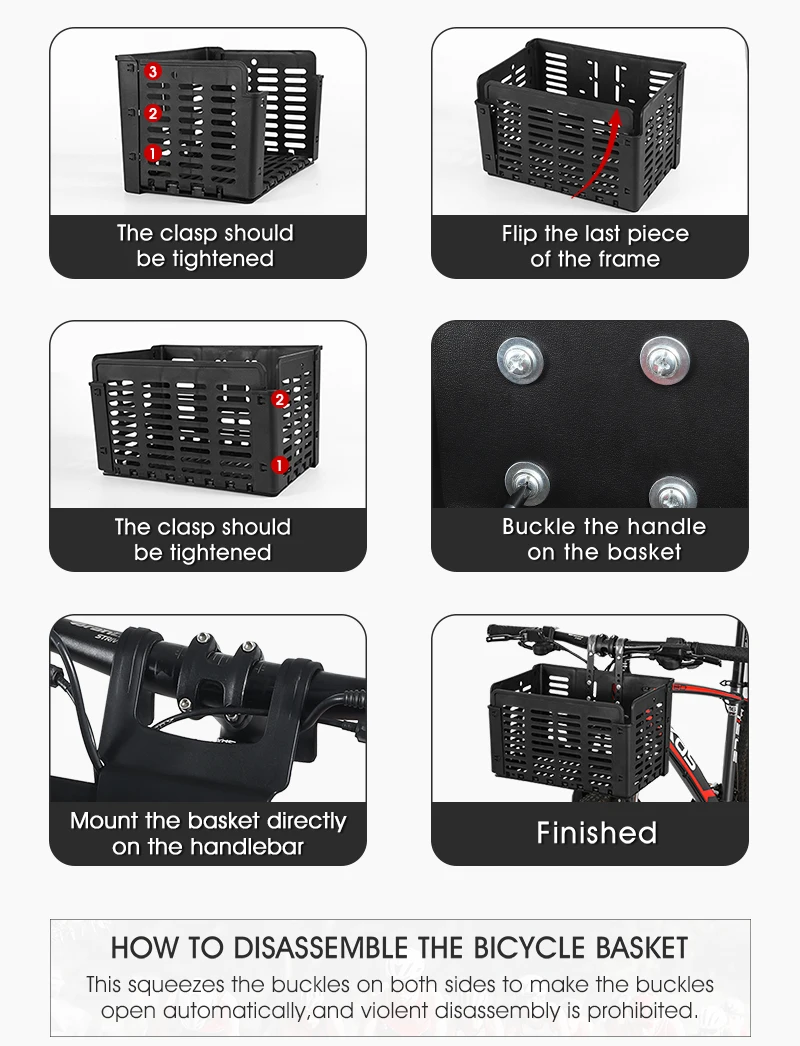 WEST BIKING Faltbarer Fahrradkorb, tragbarer MTB- und Rennrad-Lenkeraufsatz, multifunktionales Fahrradzubehör – Detail 10