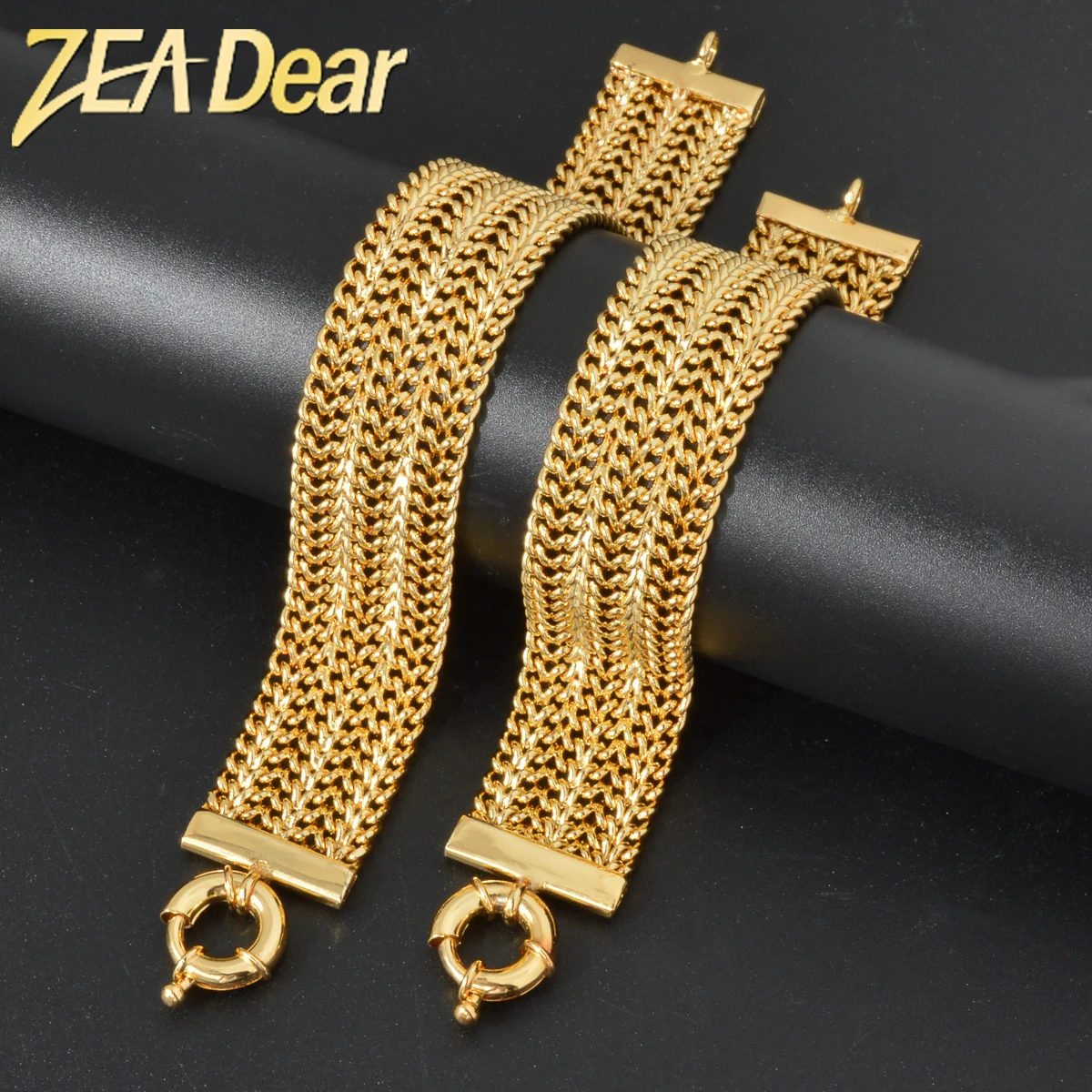 

ZEADear Jewelry Wide Braiding Chain Bracelet Gold Color Geometry Wristband For Women Men Street Style Jewellery Gift 2024 New