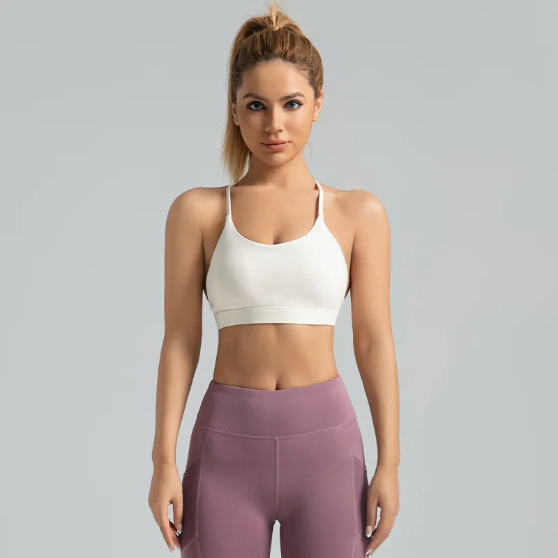 High Elastic Neck Bra Fixed One-piece Chest Pad Sports Underwear Fitness Yoga Beautiful Back Sling