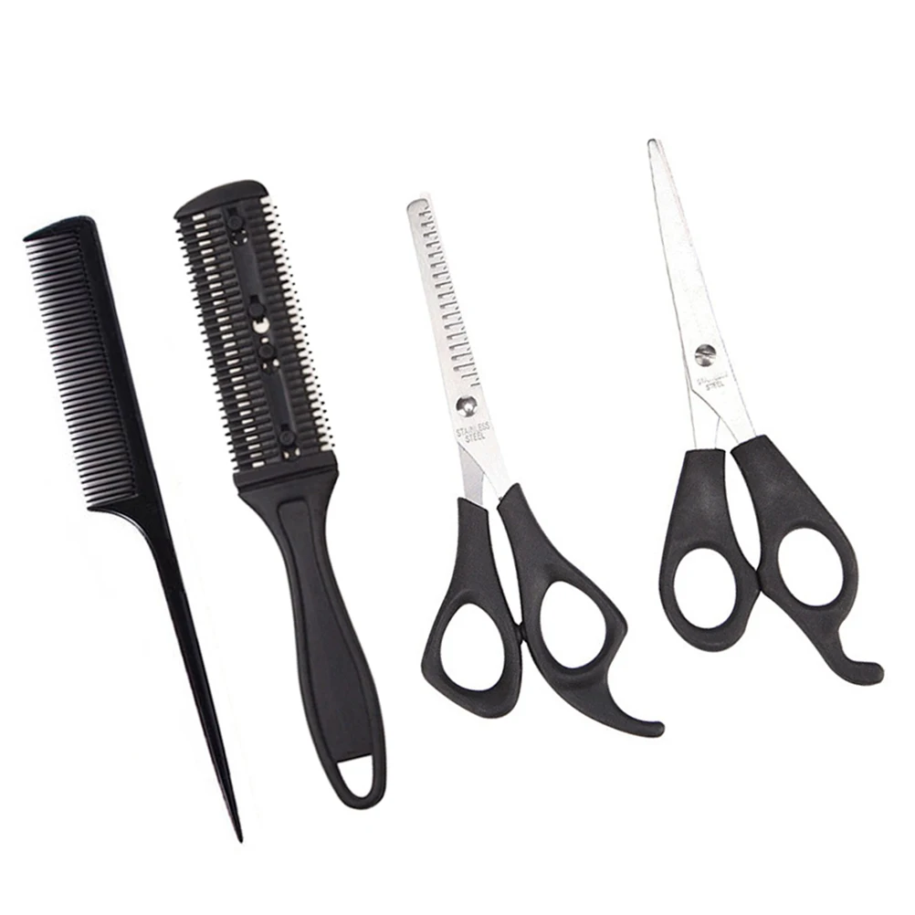 4 قطعة مجموعة مشط مقص أدوات قص الشعر لصالون الحلاقة لوازم التصميم الدقة التشذيب عدة خفيفة الوزن دائم