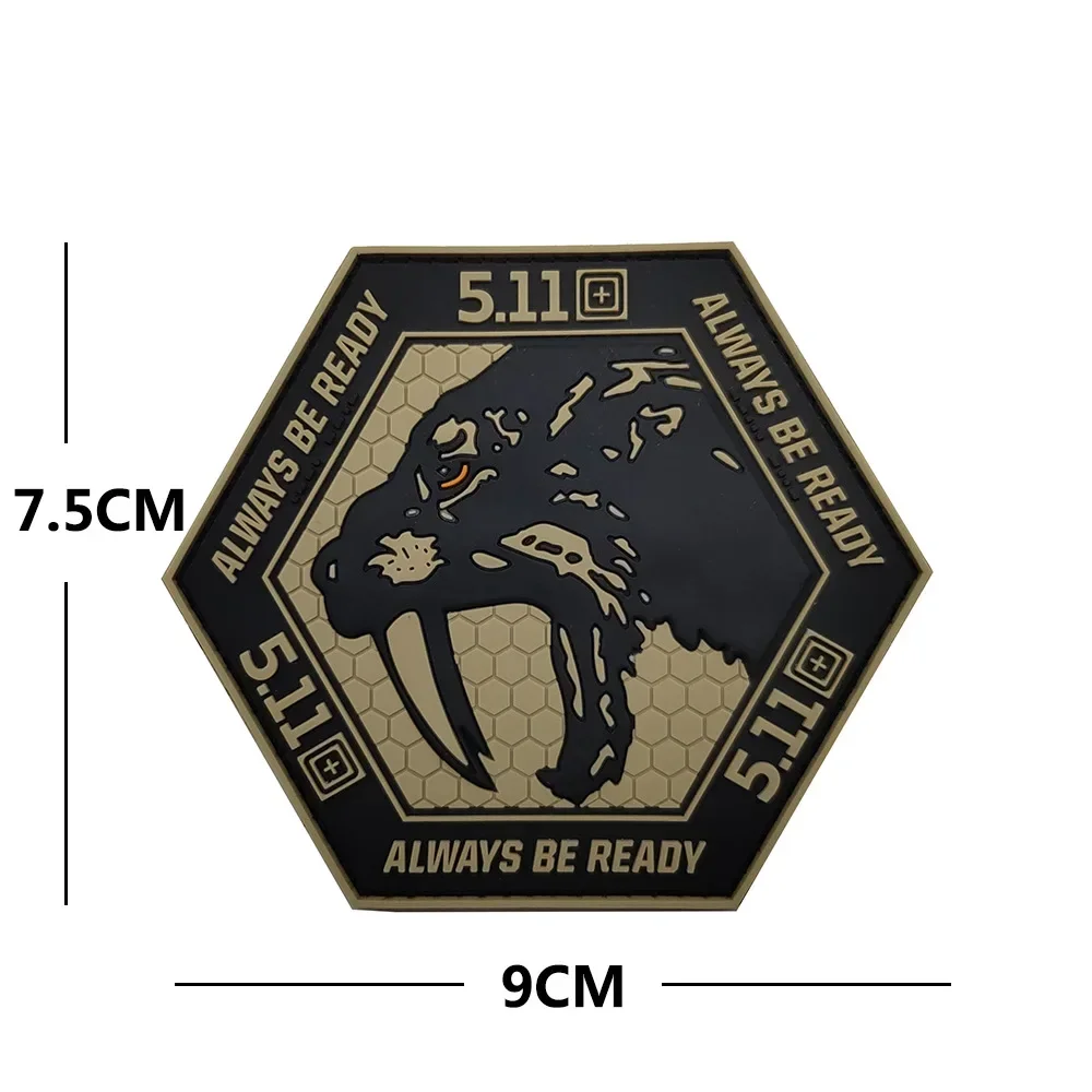 511 3D PVC Morale Badge Crossfit Armband Tactical Vest Patch Hook&Loop Tiger Head Embroidery Patches Backpack Appliqued Stickers