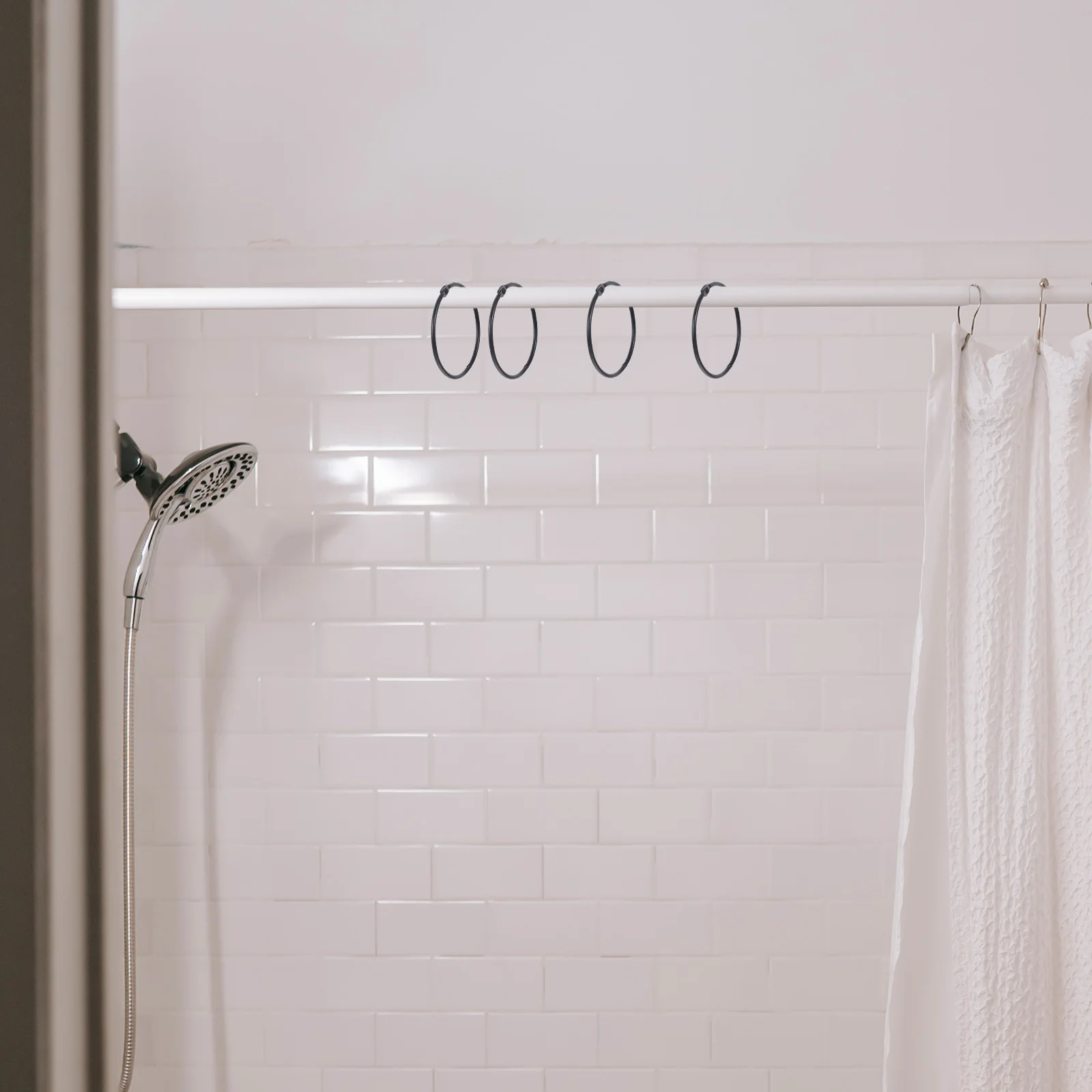 24Pcs Metal Shower Curtain Rings Iron Built Strong Hold for Bath Curtains Fits Most Rod Types Easy Installation