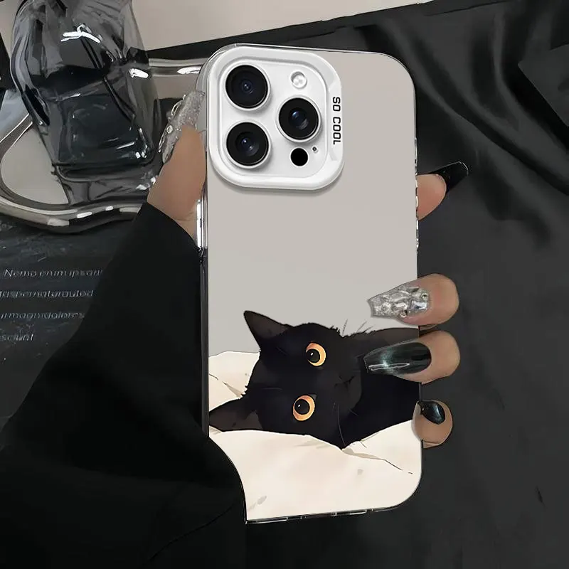 Gato preto dos desenhos animados casal caso de telefone para oppo a15 a16k a17 a37 a38 a57 a58 5g a74 a78 a94 a5 a60 a98 a78 a79 proteger capa traseira