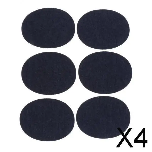 2-4pack 6 Pieces/Pack Denim Iron On Jean Patches Jeans Repair Oval Navy Blue