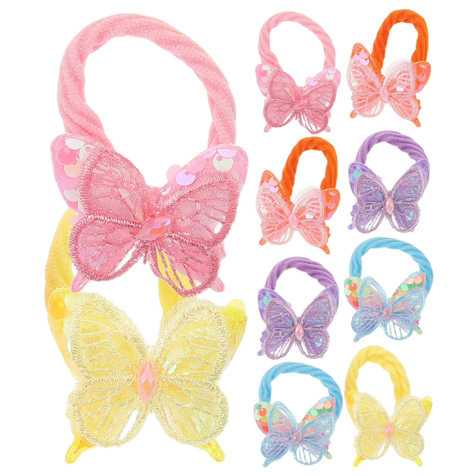 

10Pcs Sequin Butterfly Hair Ties for Sparkling Elastic Hair Accessories Soft Hairbands for Parties Daily Wear