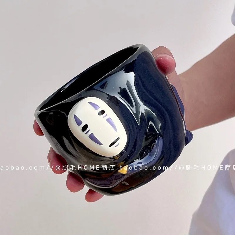 الرسوم المتحركة مع كوب كاوناشي السيراميك 400 مل كوب قهوة محمول ذو سعة كبيرة زهور ديكور الحلي الهدايا.