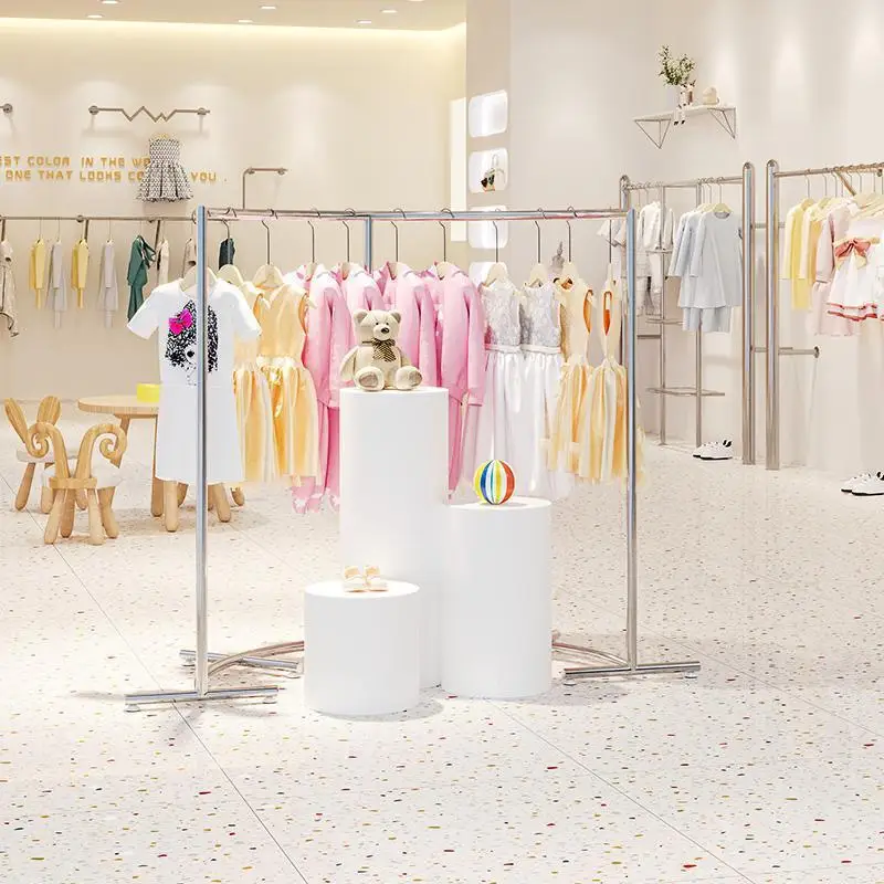 

Clothing Store Island Display Rack Floor-standing Children's Clothing Store Creative Arc Circular Shelf