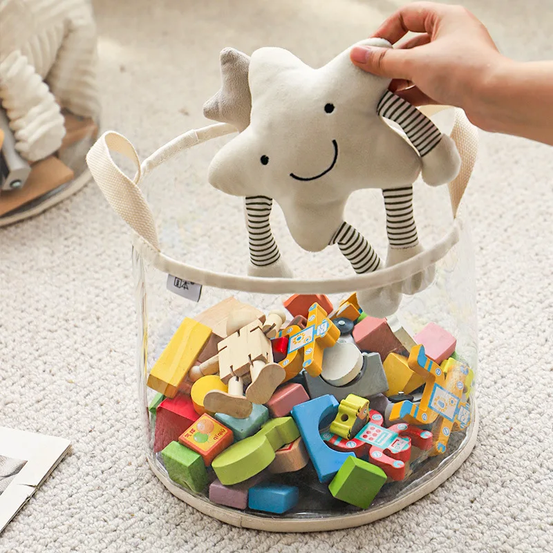 

Korean version transparent children's plush toy storage bucket, large capacity doll Lego block storage box
