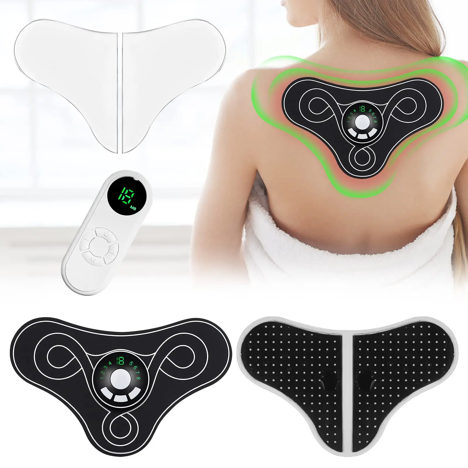 

TENS & EMS Mini Massager Cervical Vertebra Massage Patch Electromagnetic Shaper Massager for Shoulder Leg Neck Pain Relief