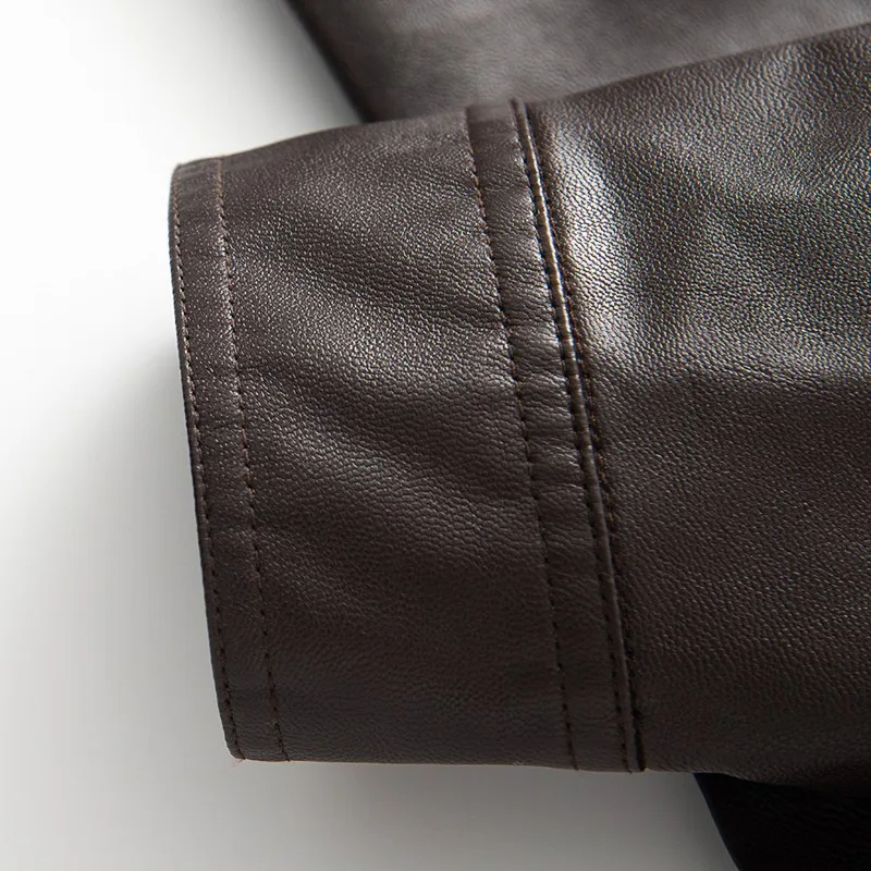 Chaqueta de Motera para Mujer, Estilo Retro E, Cuero Sintético Marrón, Diseño con Cinturón, Moda Otoñal, Corte Recto, ...