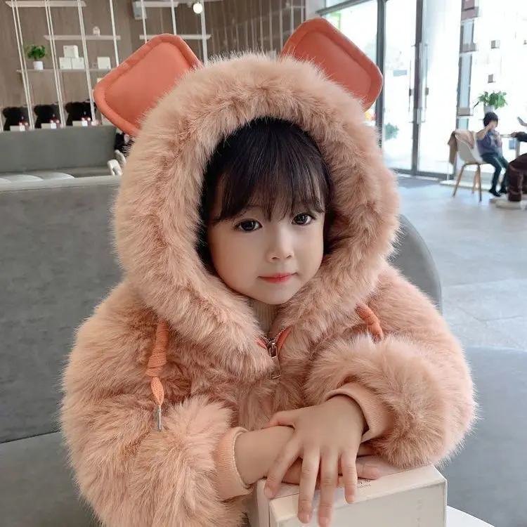 Girls Coat Winter 2024 New Cotton Thickened Cute and Sweet Coat for Childrens Autumn and Winter Baby Girl Winter Clothes