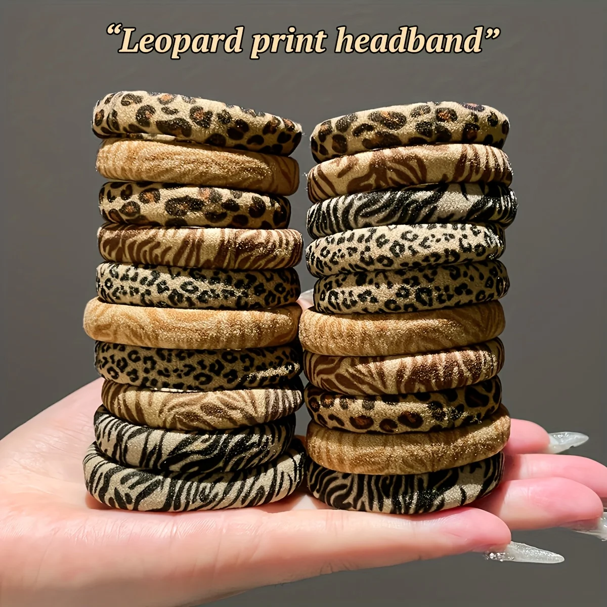 Pack of 5/10/20 random color fashionable leopard print hair ties, nylon hair bands that do not damage hair, suitable for women,