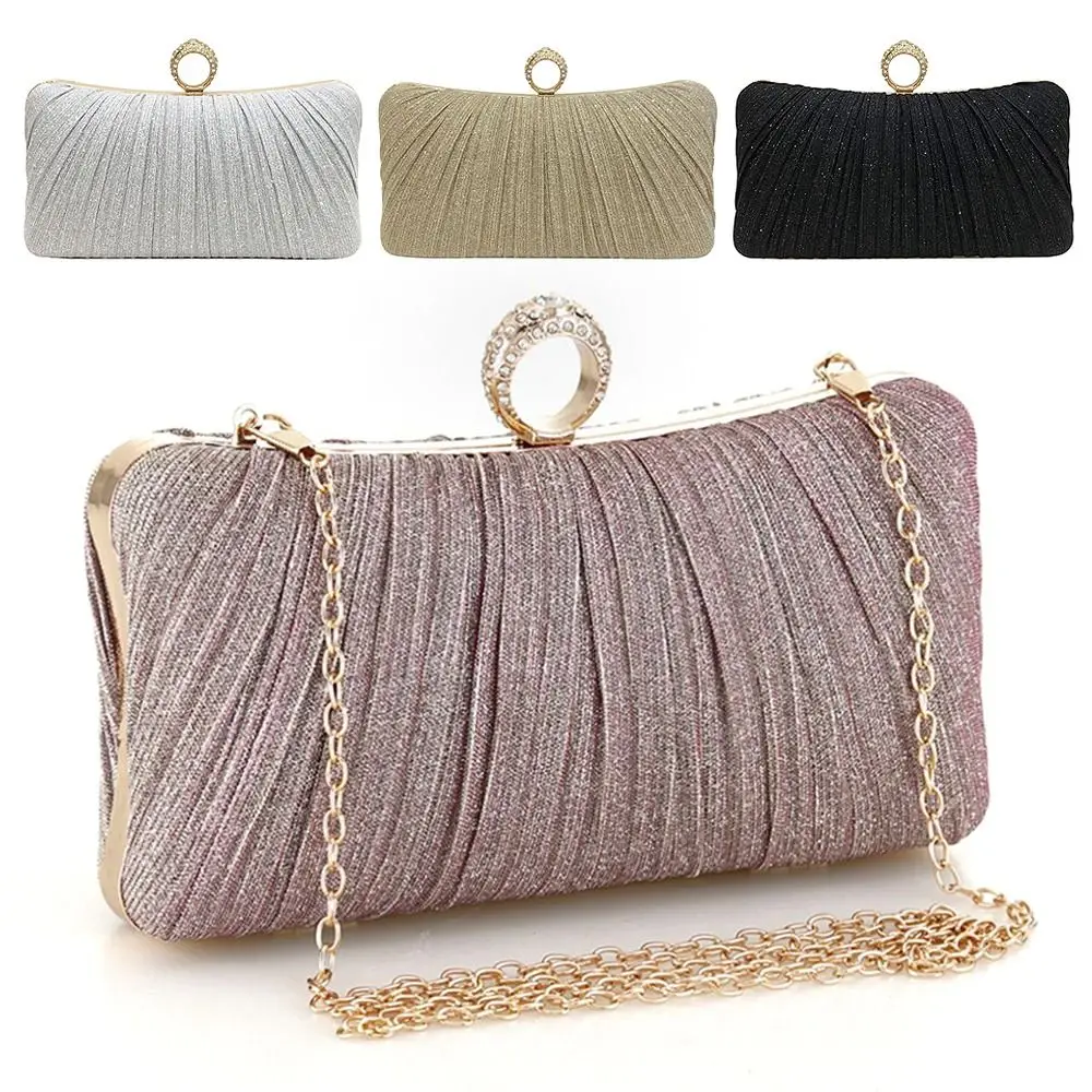 

1Pcs Wedding Bridal Beaded Women Evening Bag Chain Shoulder Handbags Elegant Rhinestones Clutch Egg Shape Evening Bag