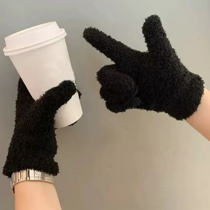 1 Pair Coral Velvet Gloves Women\'s Winter Cute Plush Warm Riding Gloves Women Gloves Womens Gloves Fluffy Women Winter Gloves