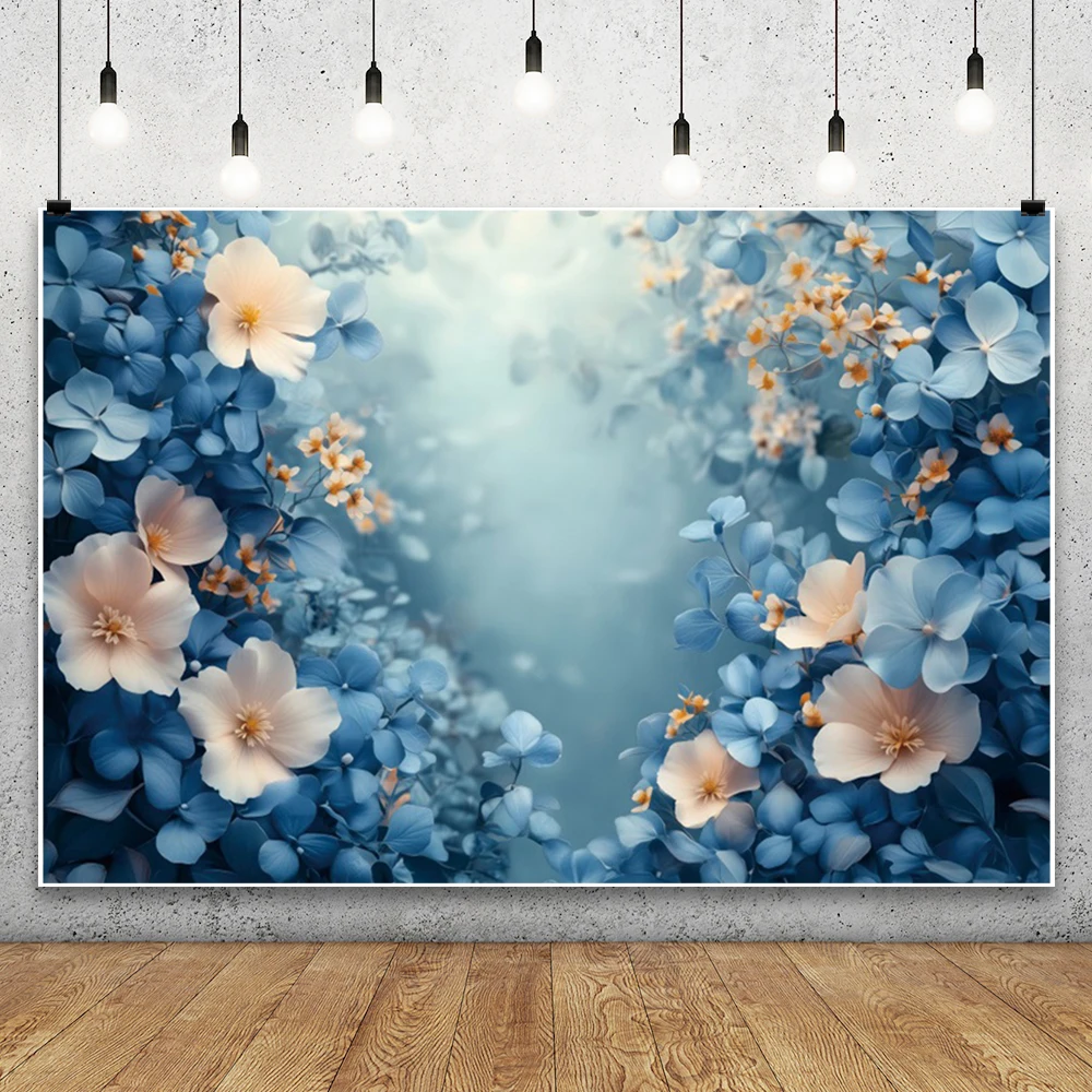 Blue White Flowers Wedding Photography Backdrop Dreamy Wonderland Fairy Park Girls Birthday Party Decor Baby Shower Backgrounds