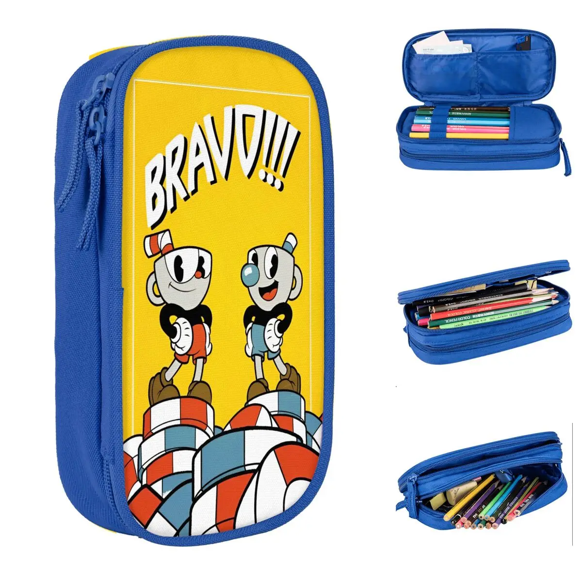 

Mugman And CupHead Pencil Cases Lovely Game Pen Bags Girls Boys Large Storage Office Gifts Pencilcases
