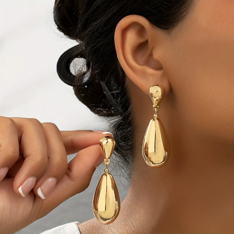 European and American Fashion Droplet Shaped Pendant Earrings, Women's Fashion Minimalist Design Accessories Jewelry