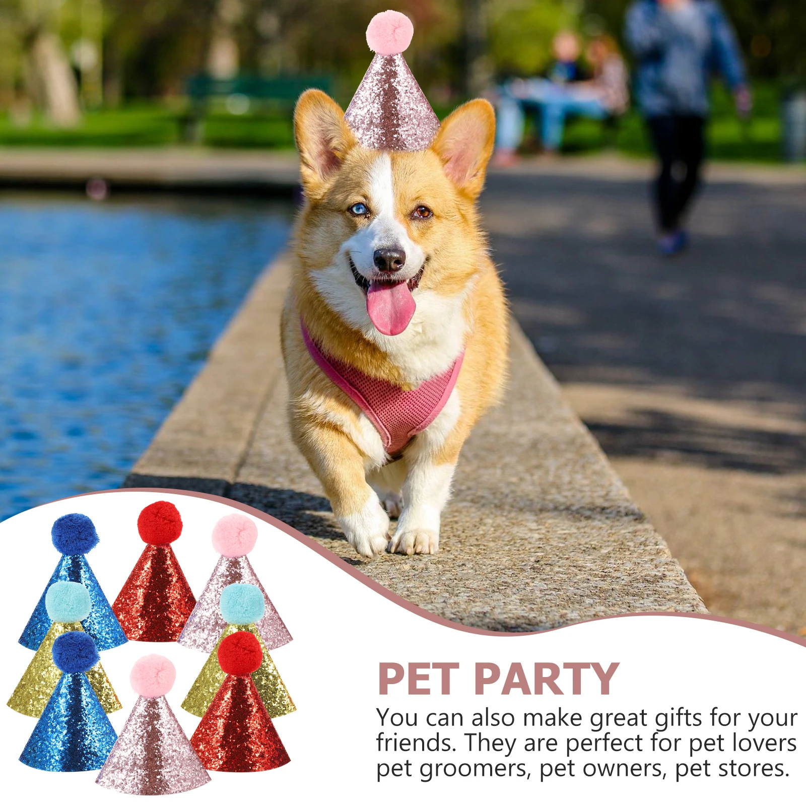 

8pcs Birthday Hat Small Dog Cat Shiny Sequins Adjustable Birthday Hats For Dog B Reusable Party Decor Accessories