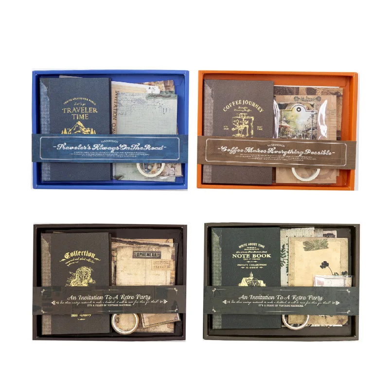 1box/65pcs Large-Size Vintage Scrapbook Kit in One Box, All-in-One Retro Craft Supplies to Create Journal Spreads