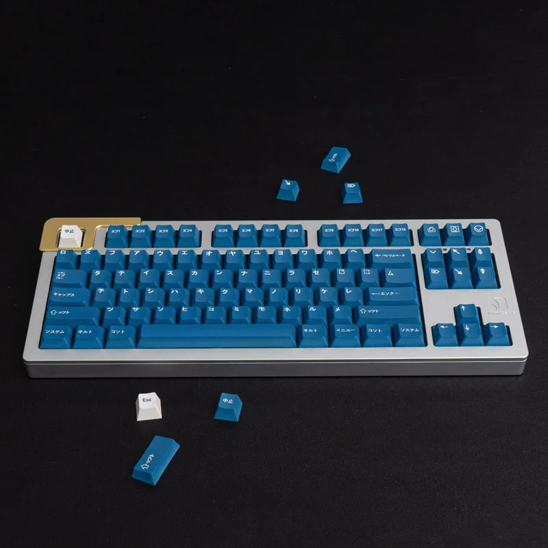 Imagem -03 - Gmk Wob Katakana-pbt Keycap Perfil Cereja para Switch mx Teclado Mecânico Dye-sub 61 64 87 96 104 Layout Preto e Azul 129 Chaves