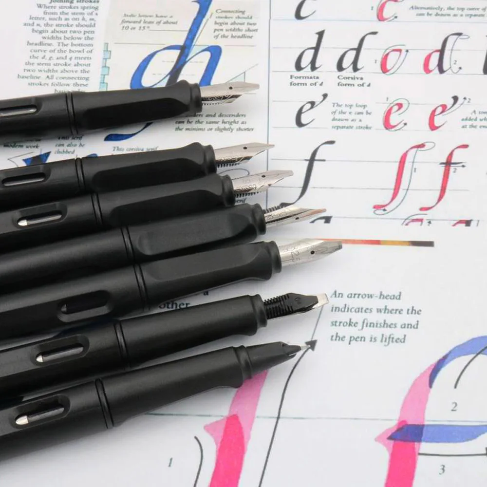 1 Stück paralleler Füllfederhalter aus Kunststoff, mattschwarz, für Unterschriften, Kalligraphie, Schreibwaren, Büro, Schulbedarf, Stift – Detail 4