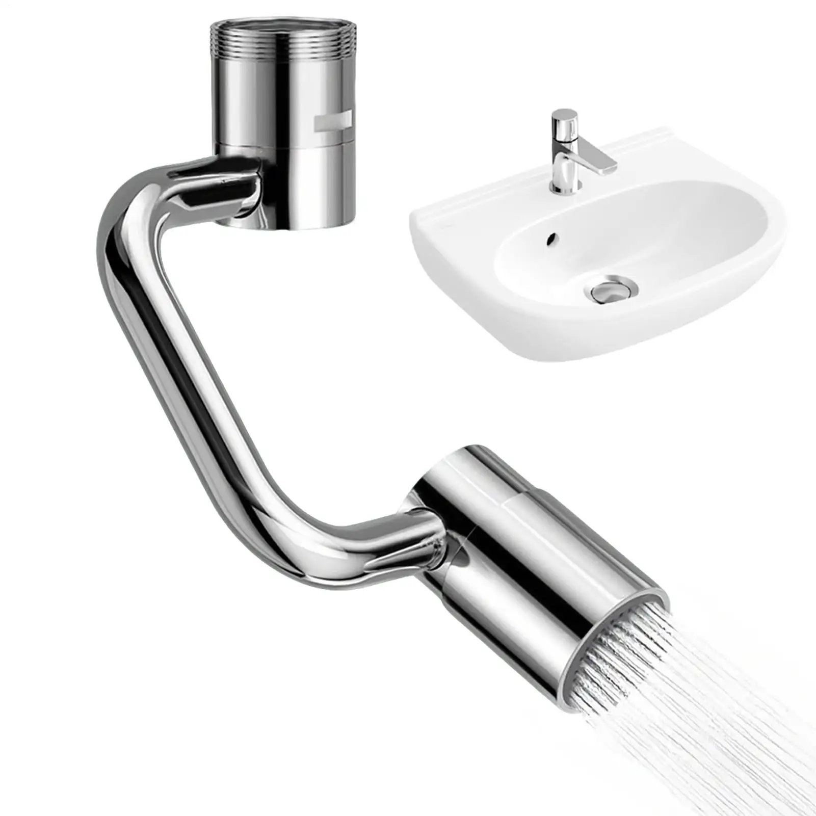 1440 Degrees Rotating Faucet Bubbler Extender Reduce Splashing Water 2 Modes Swivel Extension 1080-degree Head Replacement
